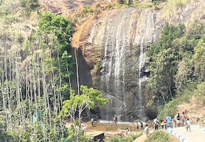 அருவியில் தண்ணீர்  குறைந்ததால் ஏமாற்றம்