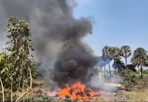  தொழிற்சாலை கழிவுகள் எரிப்பால் கொளத்துார் மக்கள் கடும் அவதி