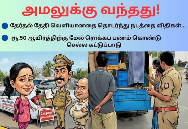 தேர்தல் நடத்தை விதி அமல்; ரூ.50 ஆயிரம் வரை மட்டுமே கொண்டு செல்ல அனுமதி