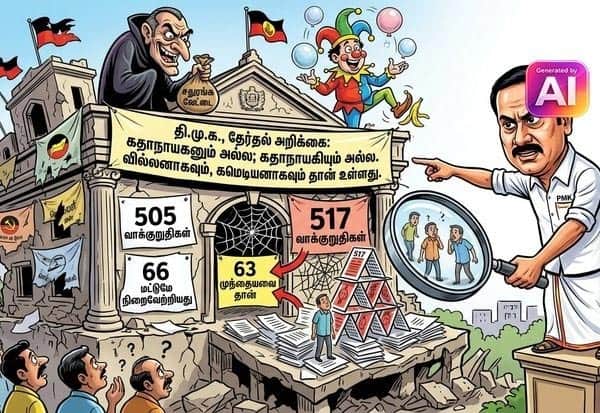  தி.மு.க., தேர்தல் அறிக்கை வில்லன்; காமெடியன்