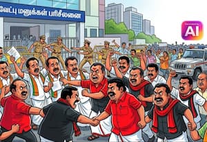  த.வெ.க., வேட்பாளர்களை ஆரம்பத்திலே வெளியேற்ற முட்டல் மோதல்! தி.மு.க., - அ.தி.மு.க.,வினர் கூட்டாக போராட்டம்