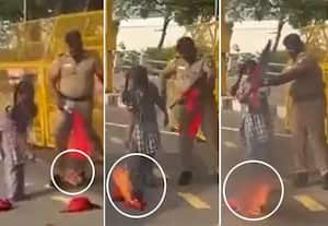 தலைமை செயலகம் முன் திமுக கொடி தீ வைத்து எரிப்பு; போலீஸ் ஏட்டு கைது
