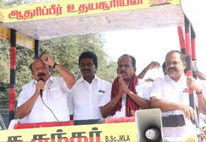  உத்திரமேரூர் தி.மு.க., வேட்பாளரை ஆதரித்து அமைச்சர் பன்னீர்செல்வம் ஓட்டு சேகரிப்பு