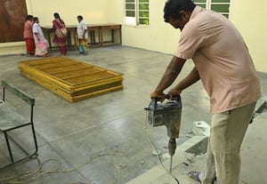  ஓட்டு எண்ணிக்கை மையம் அமைக்க பணி விறுவிறுப்பு