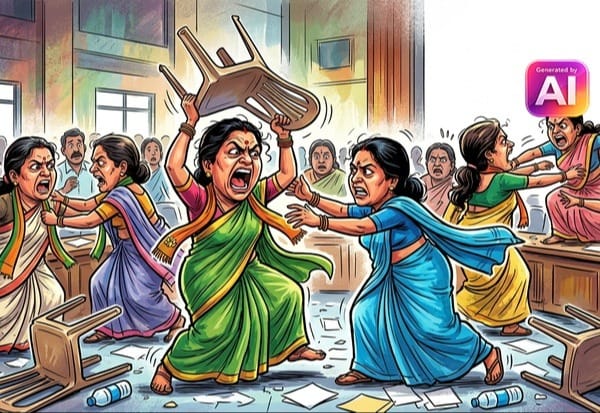  காங்., மகளிர் அணி கூட்டத்தில் மோதல்; நாற்காலிகளை துாக்கி வீசி கைகலப்பு