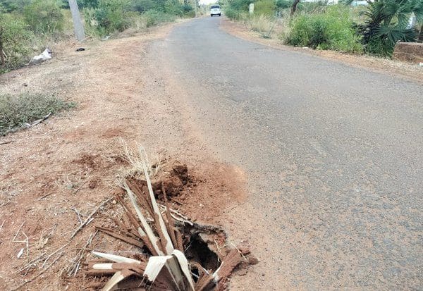  குசவநடப்பில் சேதமடைந்த பாலம்