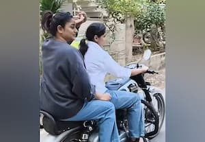  ஹெல்மெட் அணியாமல் பைக்கில் பயணித்த நடிகை