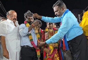  திருமண மேடையானது தேர்தல் பிரசார மேடை  காட்டுமன்னார்கோவிலில் சுவாரசியம் 