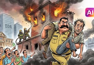  தீப்பிடித்த வீட்டில் சிக்கிய 41 வயது நபரை மீட்ட ஏட்டு