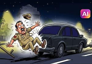  மர்ம கார் மோதியதால் போலீஸ் ஏட்டு படுகாயம்