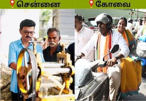 கரும்பு சாறு பிழிந்து முதல்வர் ஸ்டாலின் பிரசாரம்; அண்ணாமலை- வானதி பைக் பேரணி