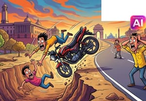  பள்ளத்தில் பைக் கவிழ்ந்து இருவர் பலி