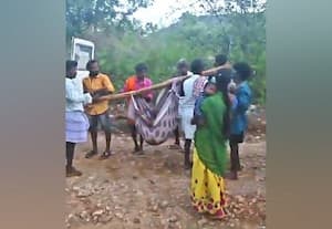  குழந்தையுடன் தாயை டோலியில் 8 கி.மீ., சுமந்து வந்த உறவினர்கள் சாலை வசதி  இல்லாததால் தொடரும் அவதி