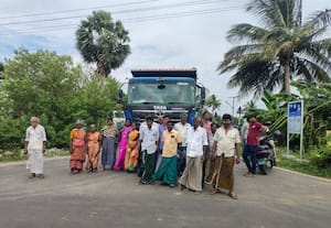 3 டிப்பர் லாரிகள் சிறை பிடிப்பு :'ஓவர் லோடு'க்கு அபராதம் விதிப்பு