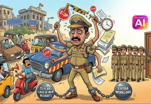 மாவட்டத்தில் போக்குவரத்து போலீசார்  பணிச்சுமையால் அவதி : 15 ஆண்டுகளாக புதிய நியமனங்கள் இன்றி கூடுதல் சிரமம்