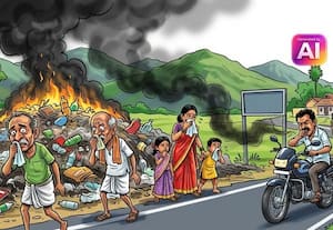  மாசடையும் சுற்றுச்சூழல் ஊரக பகுதிகளில் ரோட்டோரம் எரிக்கப்படும் குப்பையால் சுவாச பிரச்னையால் அவதிப்படும் மக்கள்