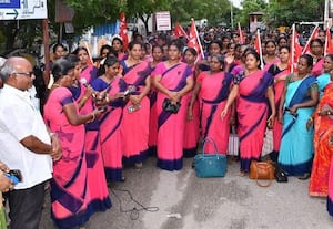  அங்கன்வாடி ஊழியர் ஆர்ப்பாட்டம் 