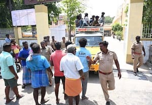  கடலுாரில் பன்றிகளை பிடிக்க எதிர்ப்பு வாகனத்தை முற்றுகையிட்டு போராட்டம்
