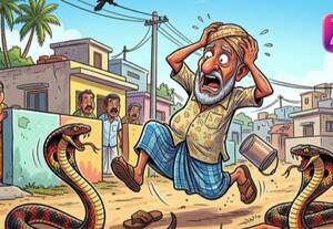 இரு பாம்புகளால் பரபரப்பு