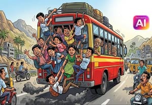 பஸ் படிக்கட்டுகளில் தொங்கியபடி மாணவர்கள்... ﻿ சாகச பயணம் : விபரீதம் நிகழ்வதை தடுக்க விழிப்புணர்வு தேவை