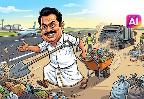  விமான நிலையத்தின் ஓடுபாதையை ஒட்டி குவிக்கப்பட்ட குப்பை கழிவுகள் அகற்றம்