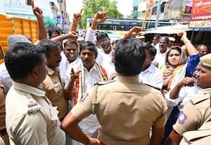  திண்டிவனத்தில் சாலை மறியல் முயற்சி காங்., கட்சியினர் போலீசார் தள்ளுமுள்ளு