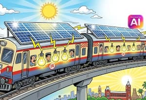 Generating electricity by installing solar panels on train coaches