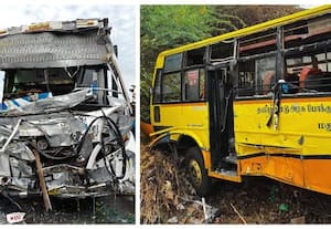  பஸ் - வேன் மோதல்: 20 பேர் பலத்த காயம்