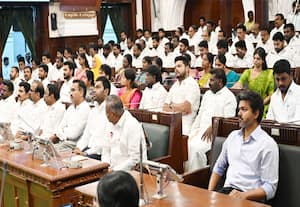 சட்டசபையில் வணக்கம் தெரிவித்த முதல்வர் விஜய்: முகத்தை திருப்பிக்கொண்ட உதயநிதி