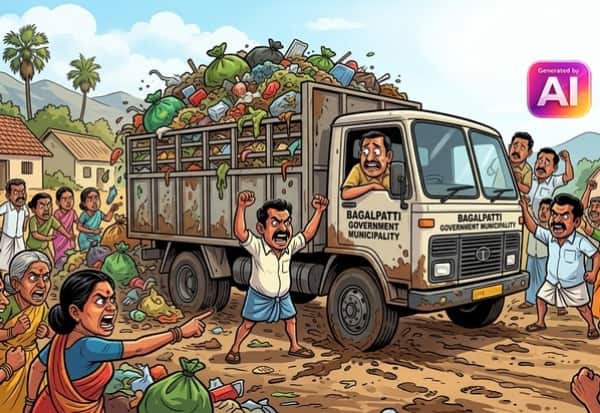 குப்பை கொட்டிய லாரி சிறைபிடித்த மக்கள்