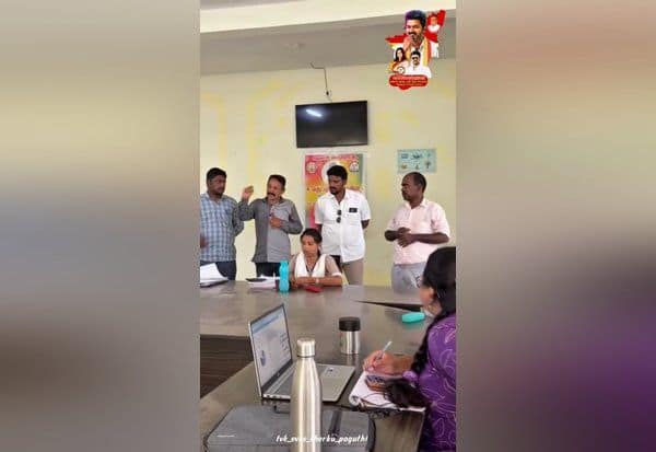  நுாலகத்தில் த.வெ.க., நிர்வாகி ஆய்வு 'ரீல்ஸ்'