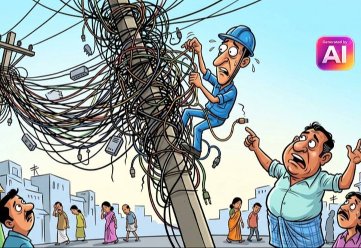 கம்பங்களில் கட்டப்படும் கேபிள் ஒயர்களால் காத்திருக்கும் அபாயம்