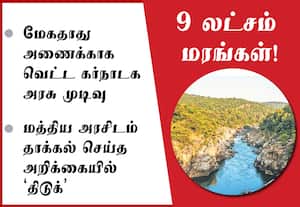 மேகதாது அணைக்காக﻿ 9 லட்சம் மரங்கள் வெட்ட கர்நாடக அரசு முடிவு!