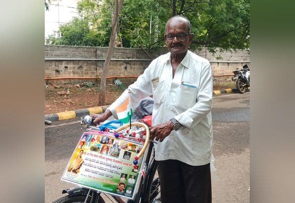  500 கி.மீ., சைக்கிளில் பயணித்து விழிப்புணர்வு ஏற்படுத்தும் நபர்