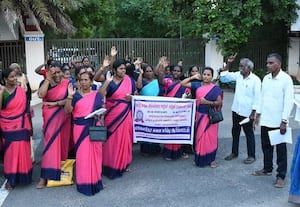  அங்கன்வாடி ஊழியர்கள் கடலுாரில் ஆர்ப்பாட்டம்
