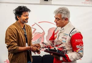 அஜித்துக்கு ரேஸிங் கார் மினியேச்சர் பரிசளித்த முதல்வர் விஜய்
