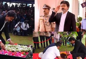 காவலர் நினைவுச் சின்னத்தில் மலர்வளையம் வைத்து முதல்வர் விஜய் மரியாதை