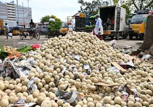 சென்னை கோயம்பேடு மார்க்கெட்டில் விற்பனையாகாத பழங்கள் முழுவதையும் ...