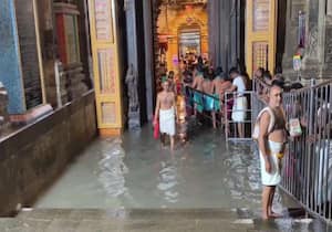 திருச்செந்தூர் பகுதியில்  காலை பரவலாக பெய்த மழையால் சுப்பிரமணிய சுவாமி ...