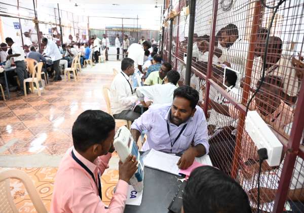 விழுப்புரம் மாவட்டம் வானூர் தொகுதி வாக்கு என்னும் மையத்தில் தபால் ஓட்டு எண்ணிக்கை துவங்கியது