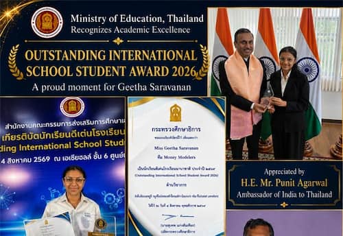  தாய்லாந்தில் தமிழ் மாணவிக்கு பாராட்டு மழை
