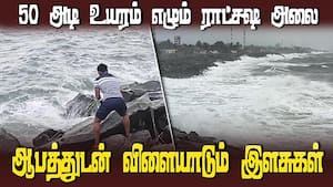 ‛டிட்வா' புயல் சீறும் கடலலையில் வலை வீசி மீன் பிடிக்கும் இளைஞர் பட்டாளம்  