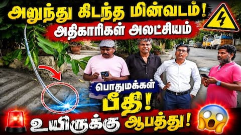 பள்ளி அருகே அறுந்து கிடந்த மின் வடத்தை அகற்றாமல் மின்வாரிய ஊழியர்கள் அலட்சியம் | Mangadu