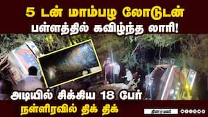 மாம்பழ லோடு லாரிக்கு அடியில் சிக்கிய தொழிலாளர்கள்  